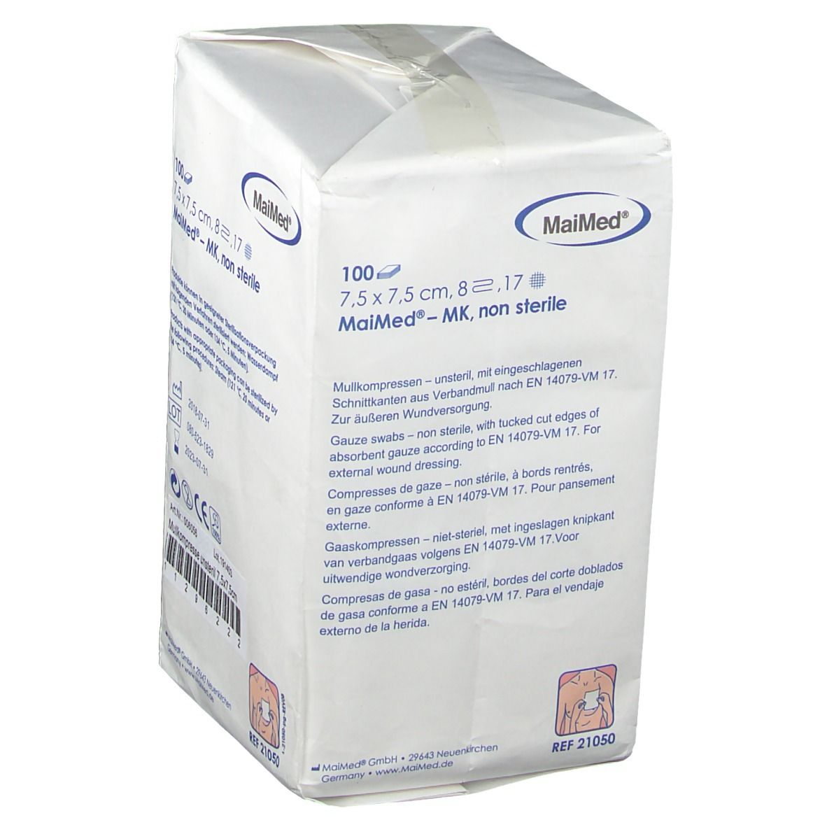 Mullkompressen 7,5x7,5 cm unsteril 8fach 100 St Kompressen