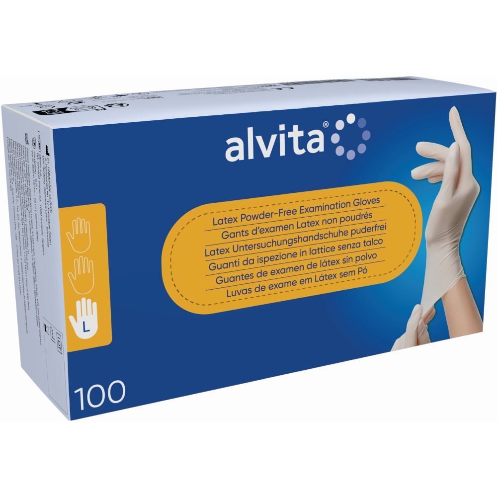 Alvita Latex Unt.Handschuhe unsteril puderfrei L 100 St Handschuhe