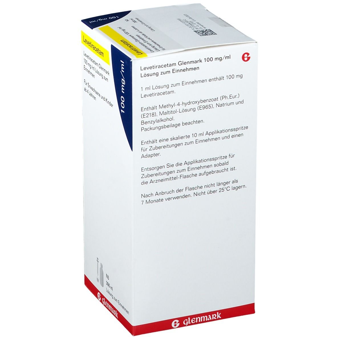 Levetiracetam Glenmark 100 mg/ml LSE 10ml Dos.Spr. 300 ml Lösung zum Einnehmen