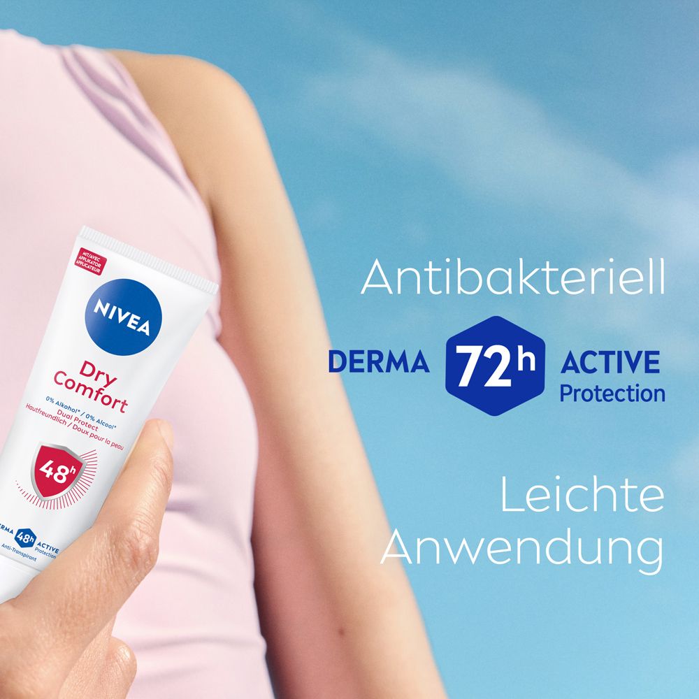 NIVEA Dry Comfort Deodorant Tube, antibakteriell mit 72h Active Protection.
