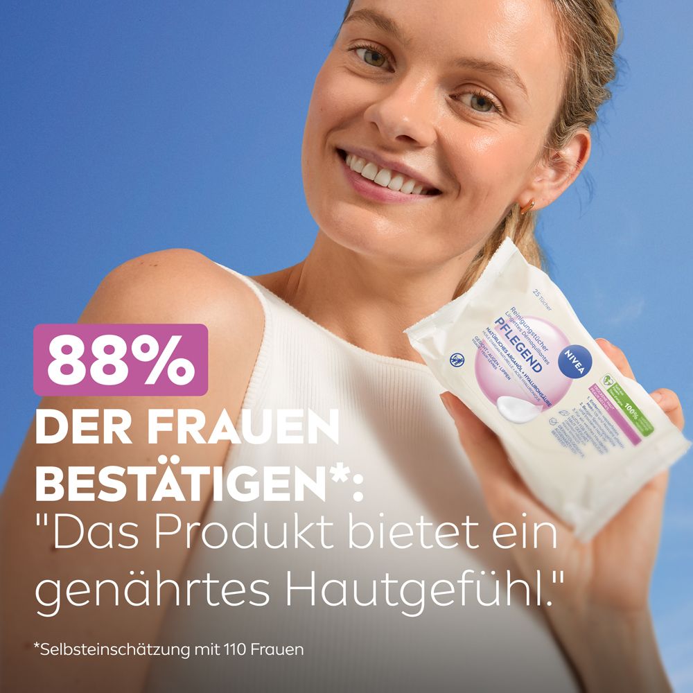 88% der Frauen bestätigen: NIVEA Tücher bieten ein genährtes Hautgefühl.