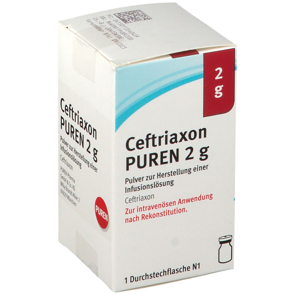 Ceftriaxon Puren 2 g Pulver z.Herstell.e.Inf.-Lsg. 5 St zur Herstellung einer Infusionslösung