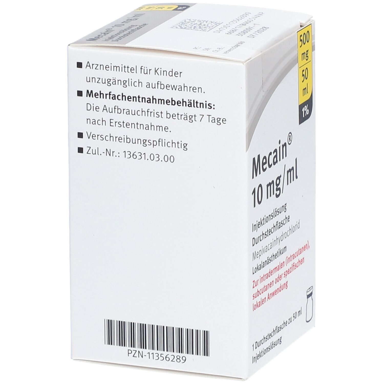 Licain 1% 10 mg/ml Inj.Lsg.500mg/50ml Dsfl. 50x50 ml Injektionslösung