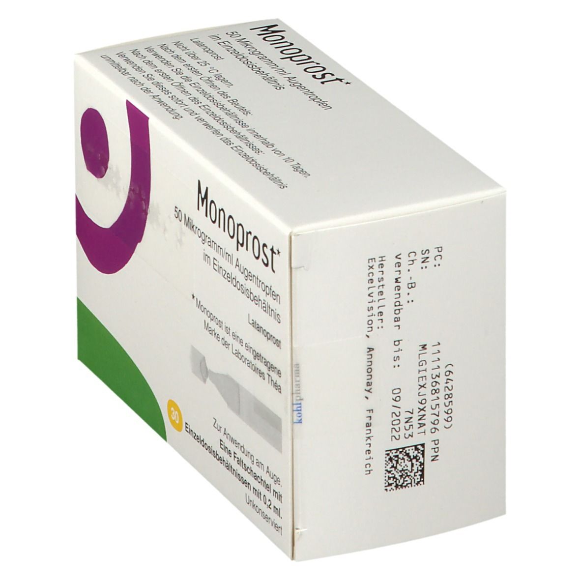 Monoprost 50 Mikrogramm/ml Augentr.in Einzeldosen 30x0,2 ml Einzeldosispipetten