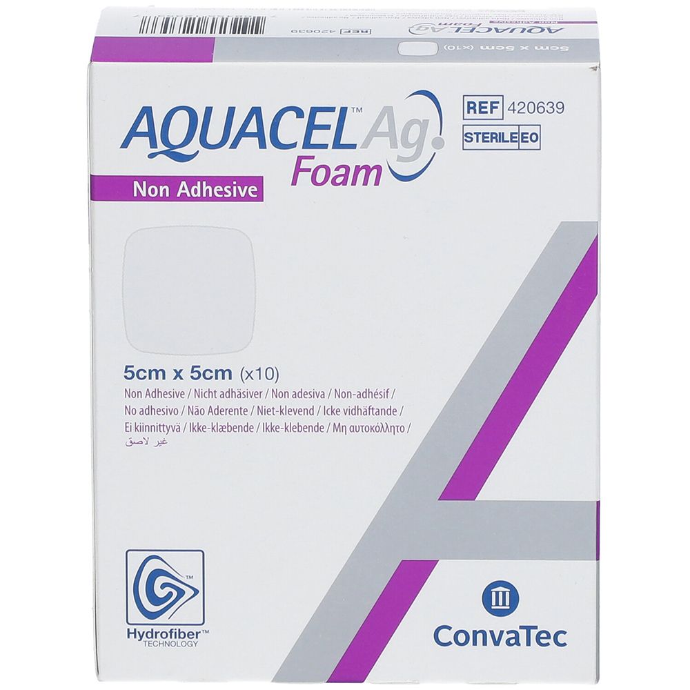 Aquacel Ag Foam nicht adhäsiv 5x5 cm Verband 10 St