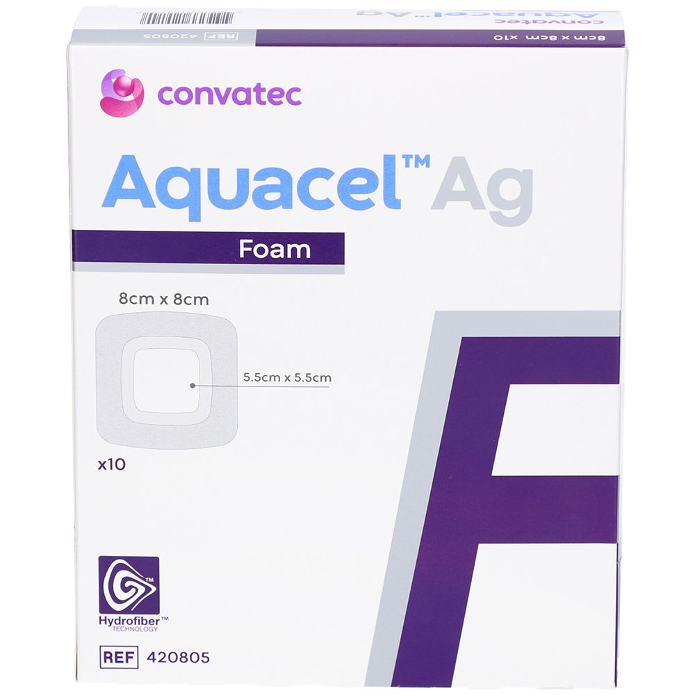 Aquacel Ag Foam adhäsiv 8x8 cm Verband 10 St