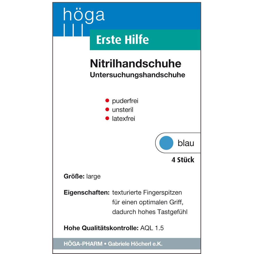 Erste Hilfe, Nitrilhandschuhe Puderfrei, unsteril, latexfrei, blau
