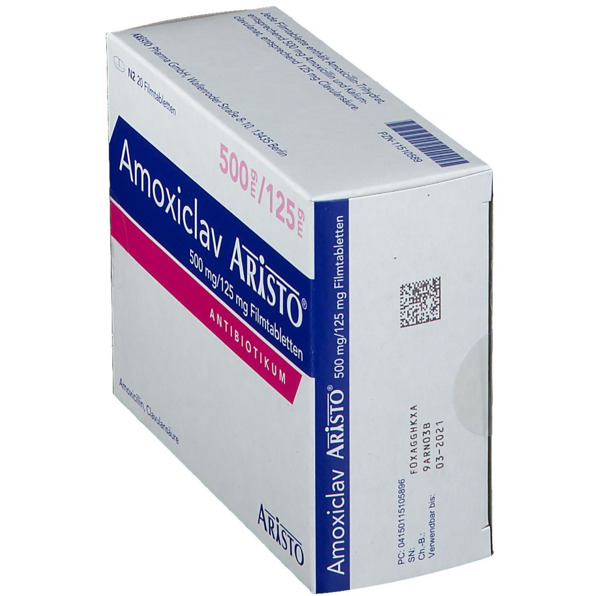 Amoxiclav Aristo 500 mg/125 mg Filmtabletten 20 St