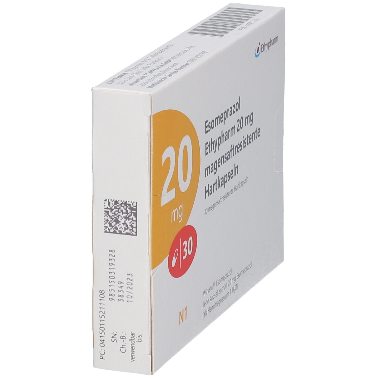 Esomeprazol Ethypharm 20 mg magensaftres.Hartkaps. 30 St Kapseln magensaftresistent