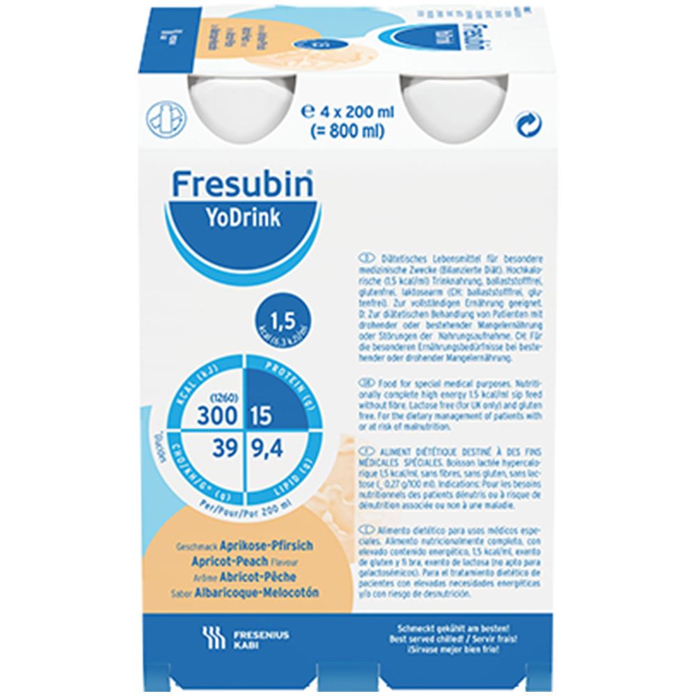 Fresubin YoDrink Aprikose-Pfirsich | Trinkmahlzeit mit Vitaminen & Eiweiß