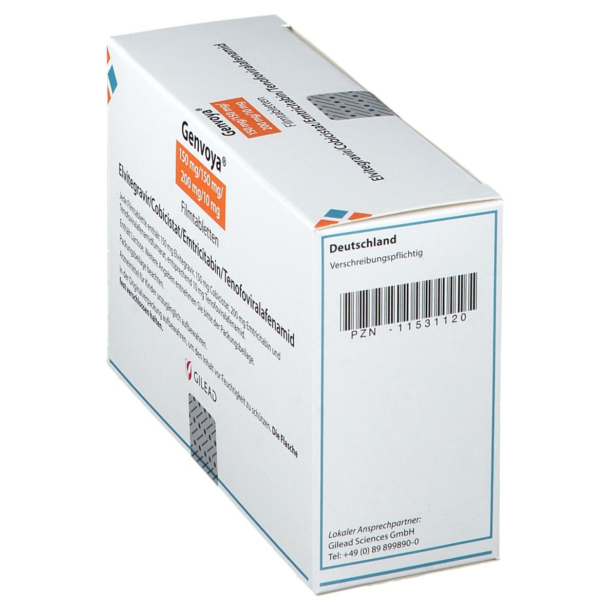 Genvoya 150 mg/150 mg/200 mg/10 mg Filmtabletten 3x30 St