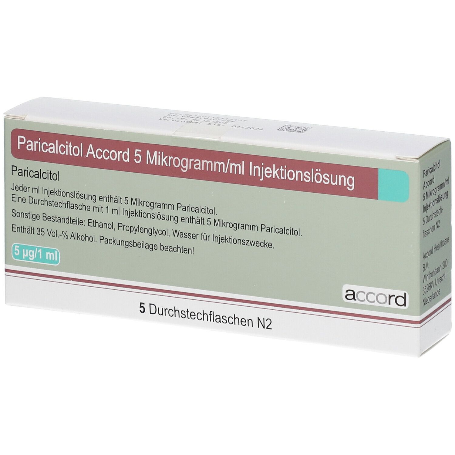 Paricalcitol Accord 5 Mikrogramm/ml Inj.-Lsg.Dsfl. 5x1 ml Injektionslösung