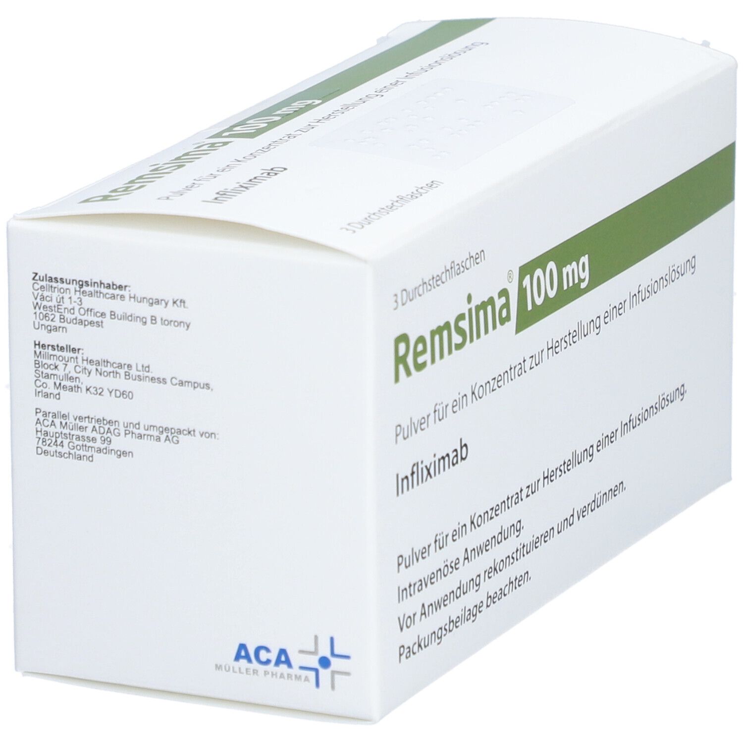 Remsima 100 mg Plv.f.e.Konz.z.Her.e.Inf.-Lsg.Dsfl. 3 St Pulver z. Herst. eines Infusionslösungskonz.