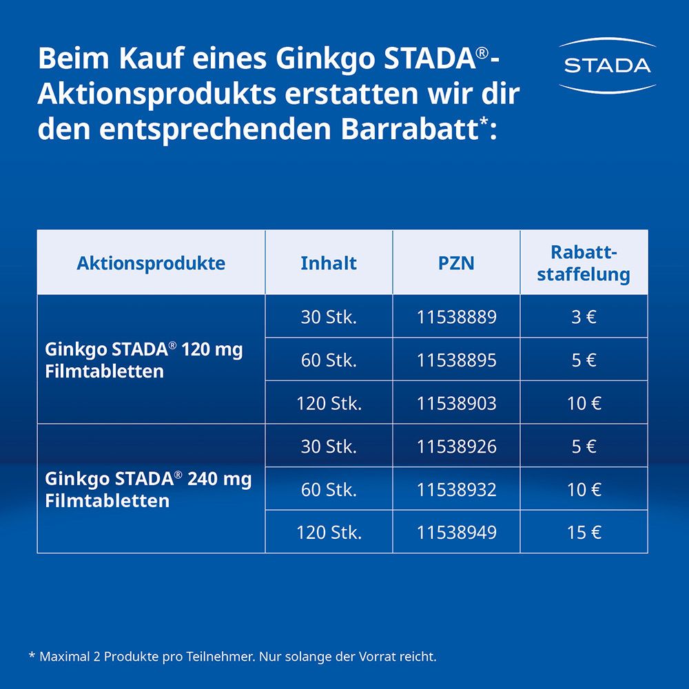 Ginkgo STADA 120 mg Filmtabletten