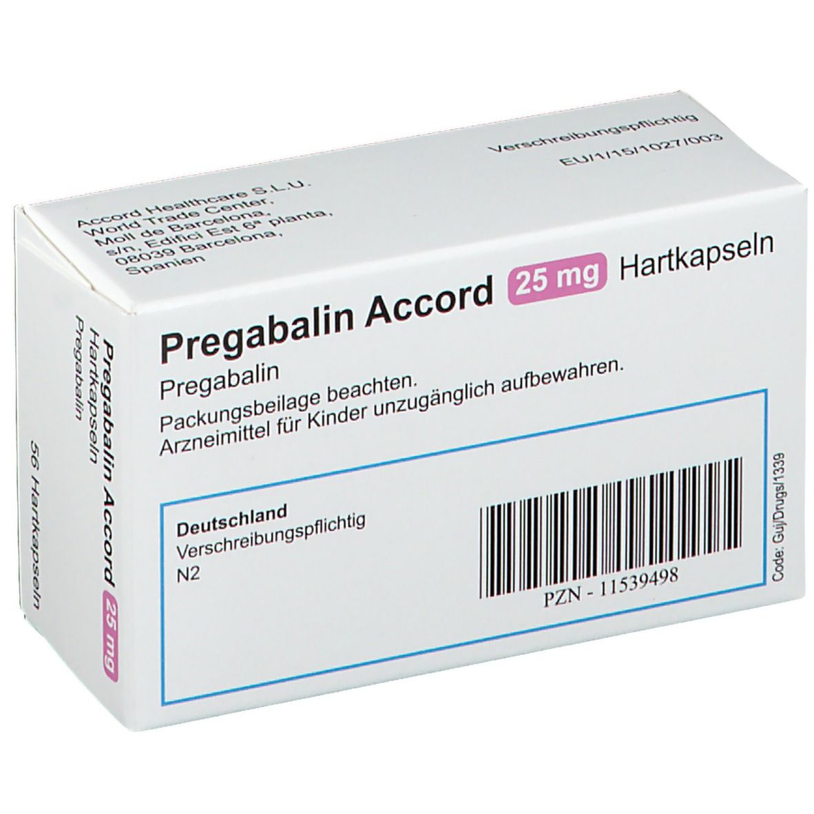 PREGABALIN Accord 25 mg Hartkapseln