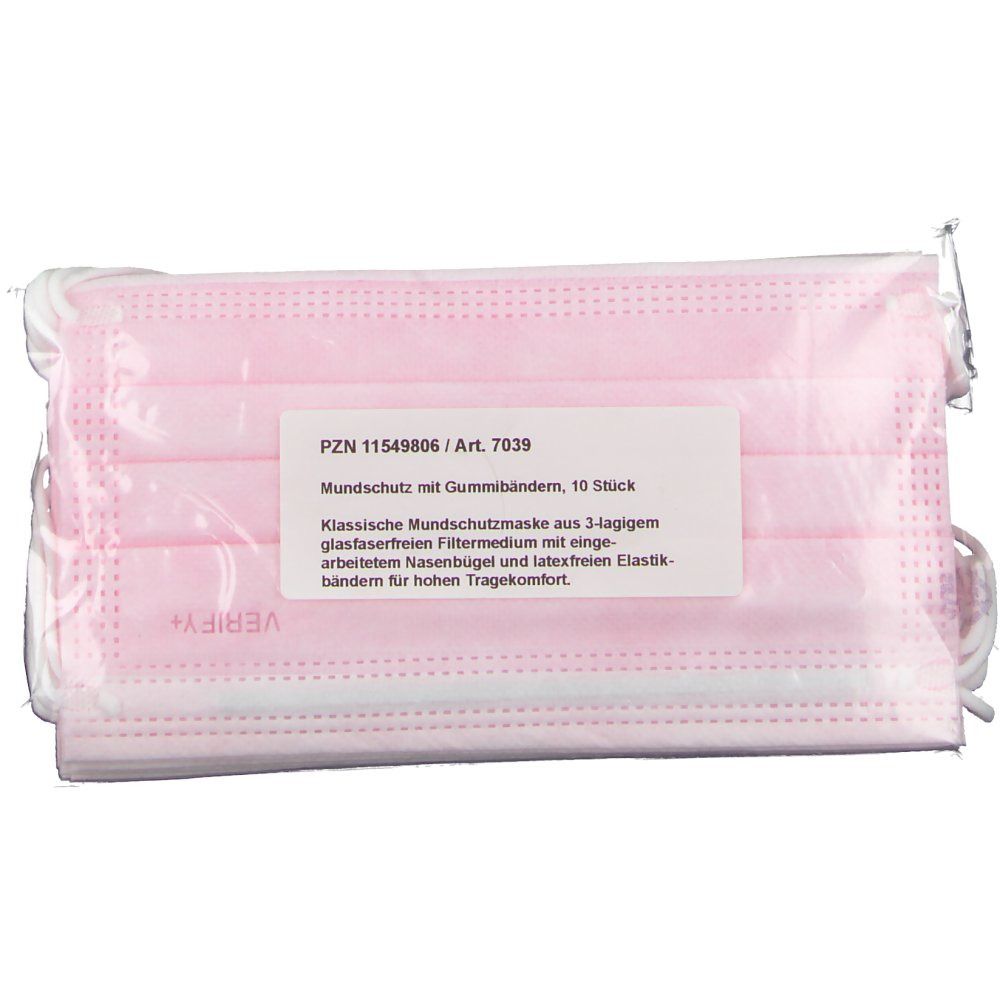 Mundschutzmaske Einweg 3-lagig rosa 10 Stück