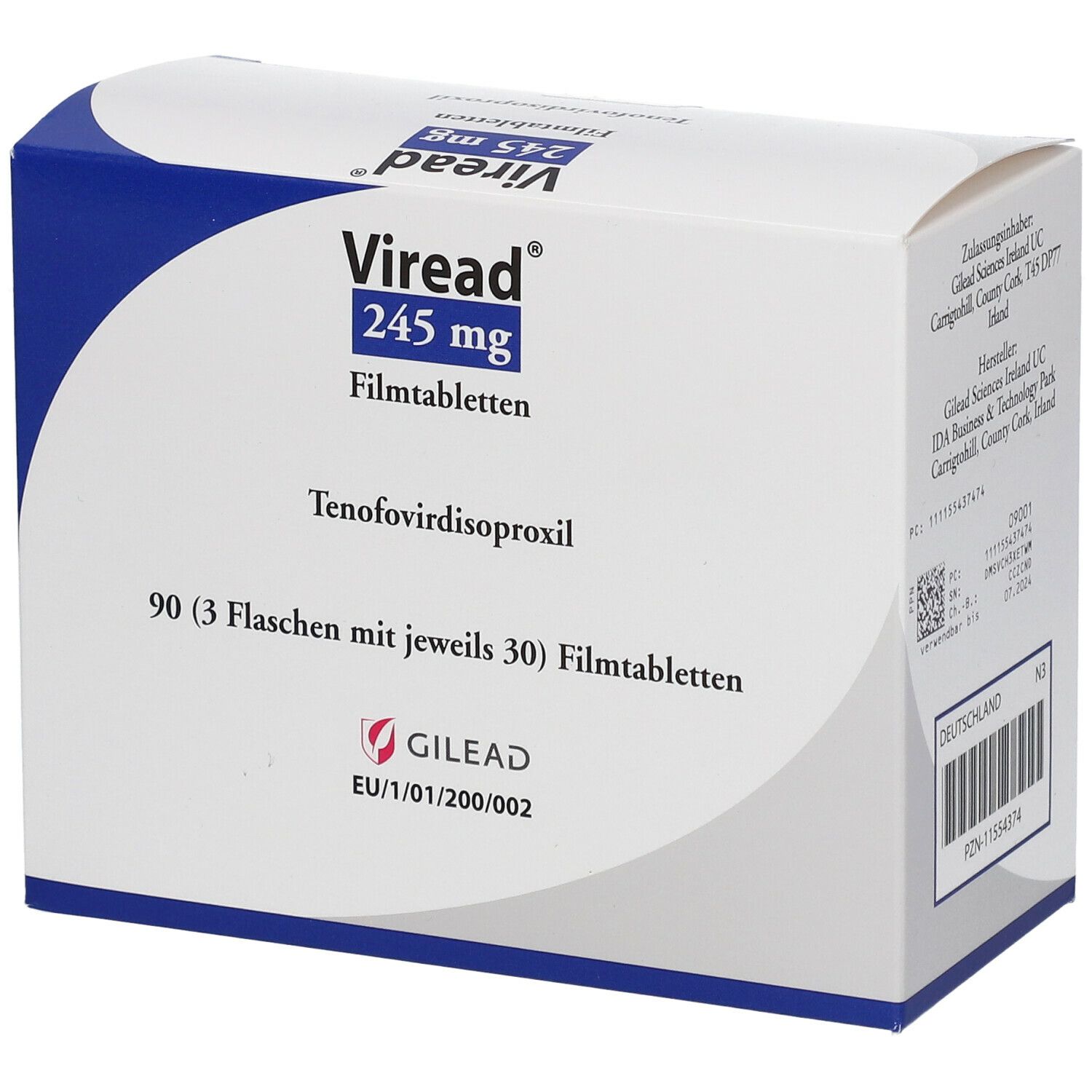 Viread® 245 Mg 3x30 St Mit Dem E-Rezept Kaufen - Shop Apotheke