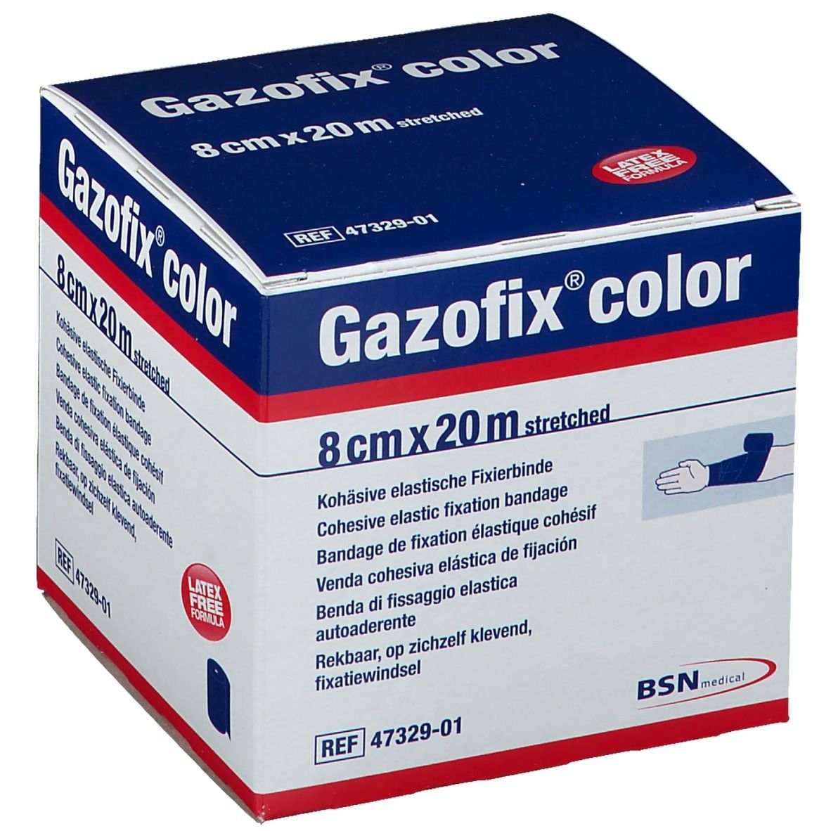 Gazofix color Fixierbinde kohäsiv 8 cmx20 m blau