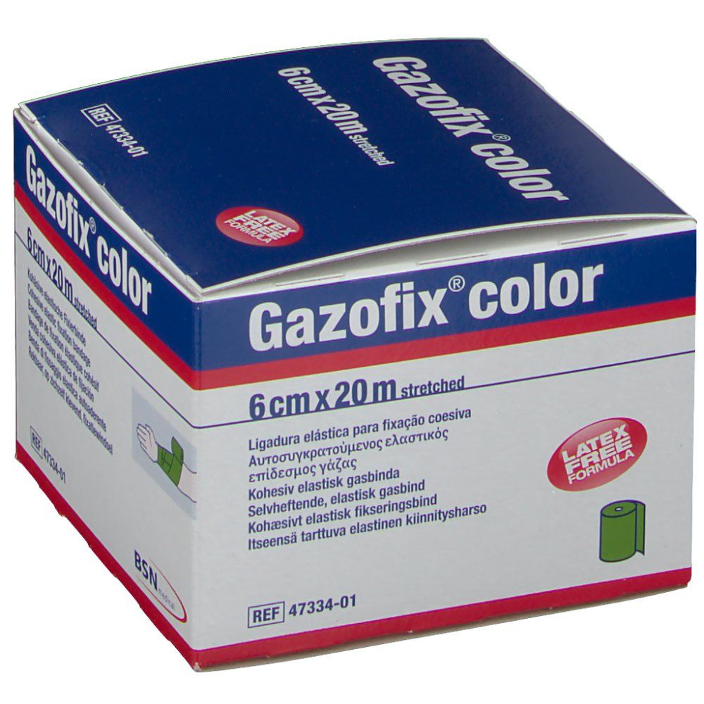 Gazofix color Fixierbinde kohäsiv 6 cmx20 m grün