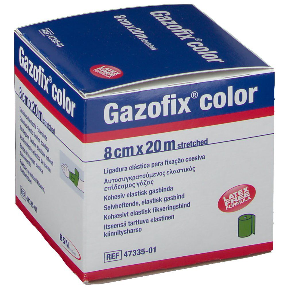 Gazofix color Fixierbinde kohäsiv 8 cmx20 m grün