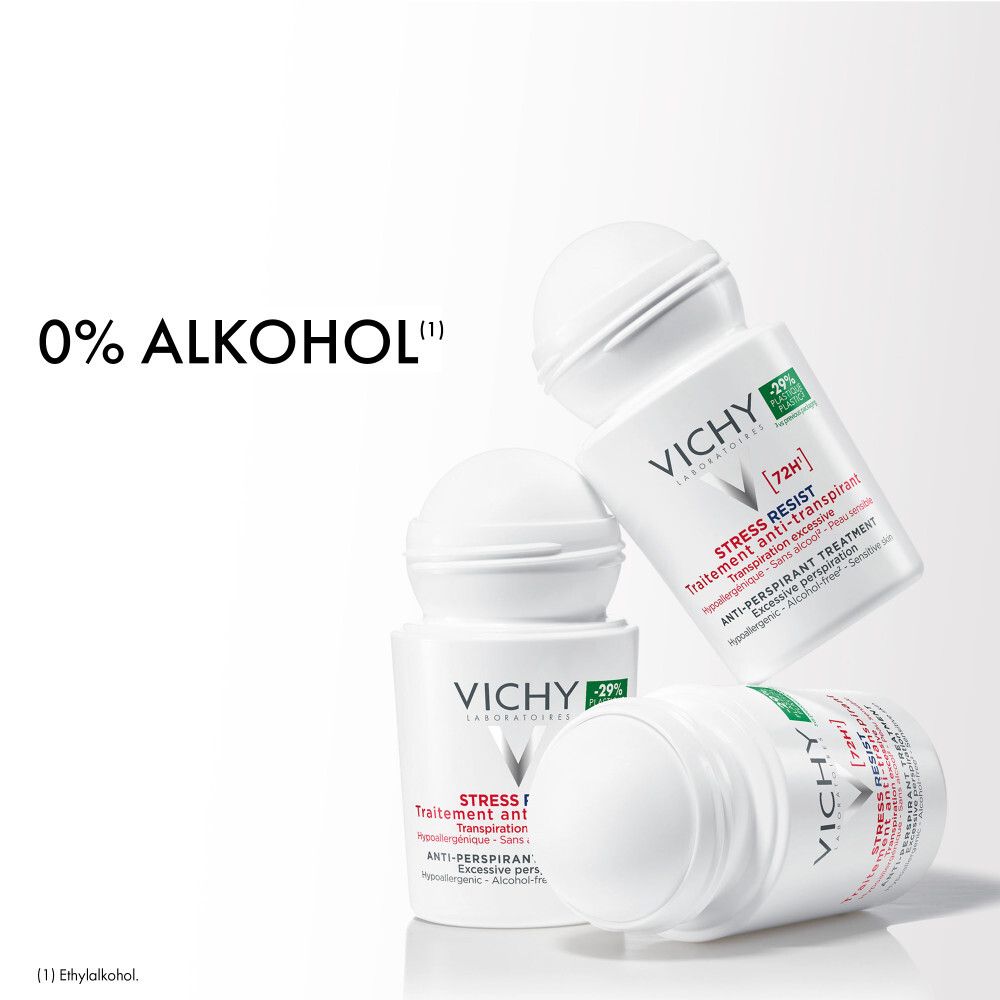 Drei Vichy Deo Roll-ons. Text: 0% Alkohol.