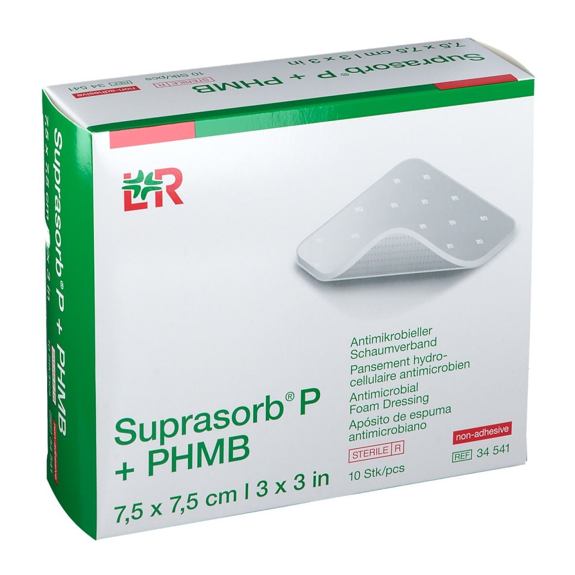 Suprasorb® P + PHMB Antimikrobieller PU Schaumverband 7,5 cm x 7,5 cm