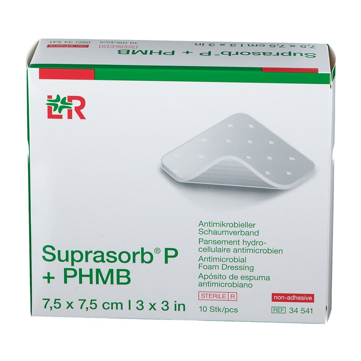 Suprasorb® P + PHMB Antimikrobieller PU Schaumverband 7,5 cm x 7,5 cm