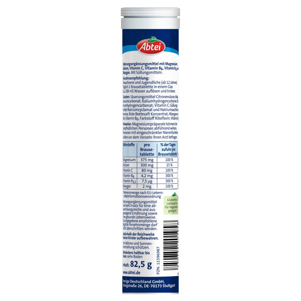 Abtei Magnesium + Kalium Aktiv Plus Brause