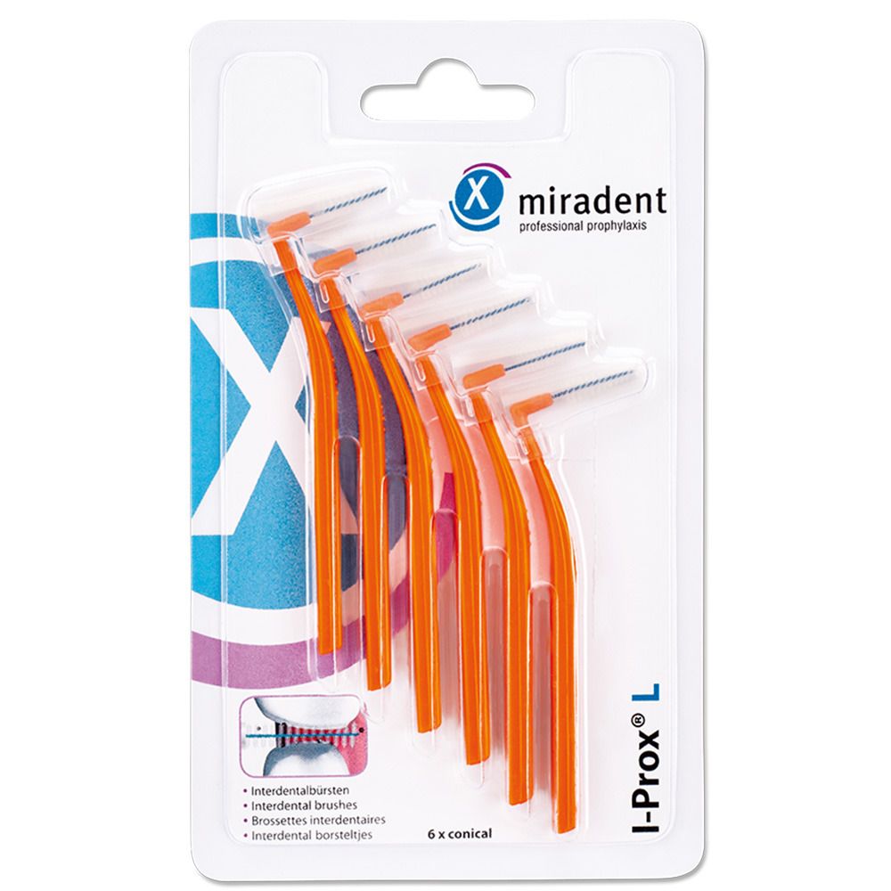 I-Prox® L – Interdentalbürsten 6er konisch, Orange – conical 0,8 mm