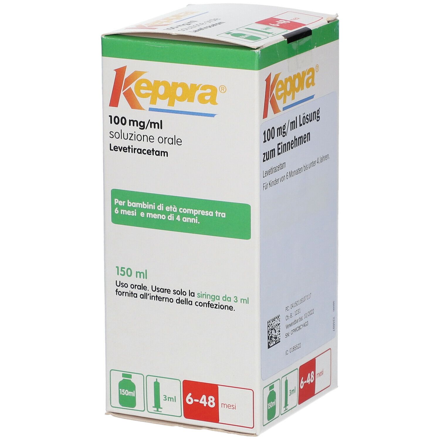 Keppra 100 mg/ml Lsg.z.Einnehmen 3ml Dos.Pipette 150 ml Lösung zum Einnehmen