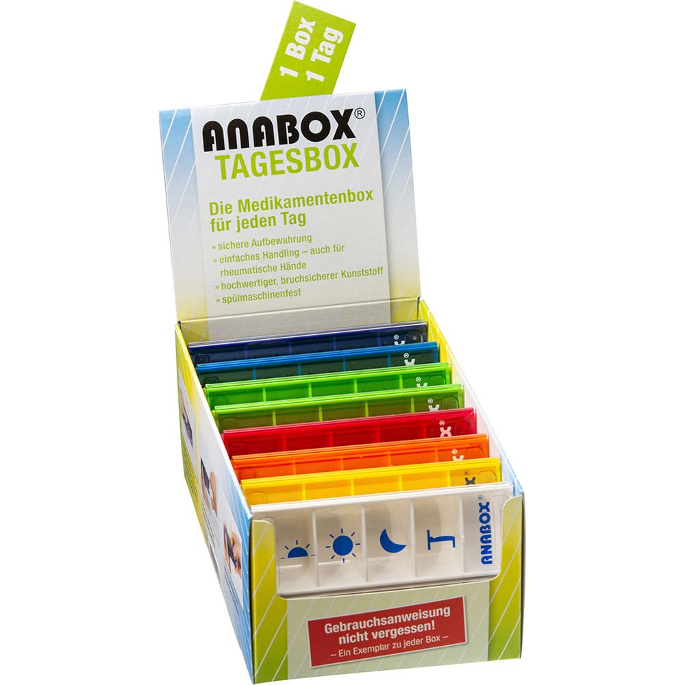 ANABOX® Tagesbox Bunt mit Piktogrammen (Farbe nicht frei wählbar)