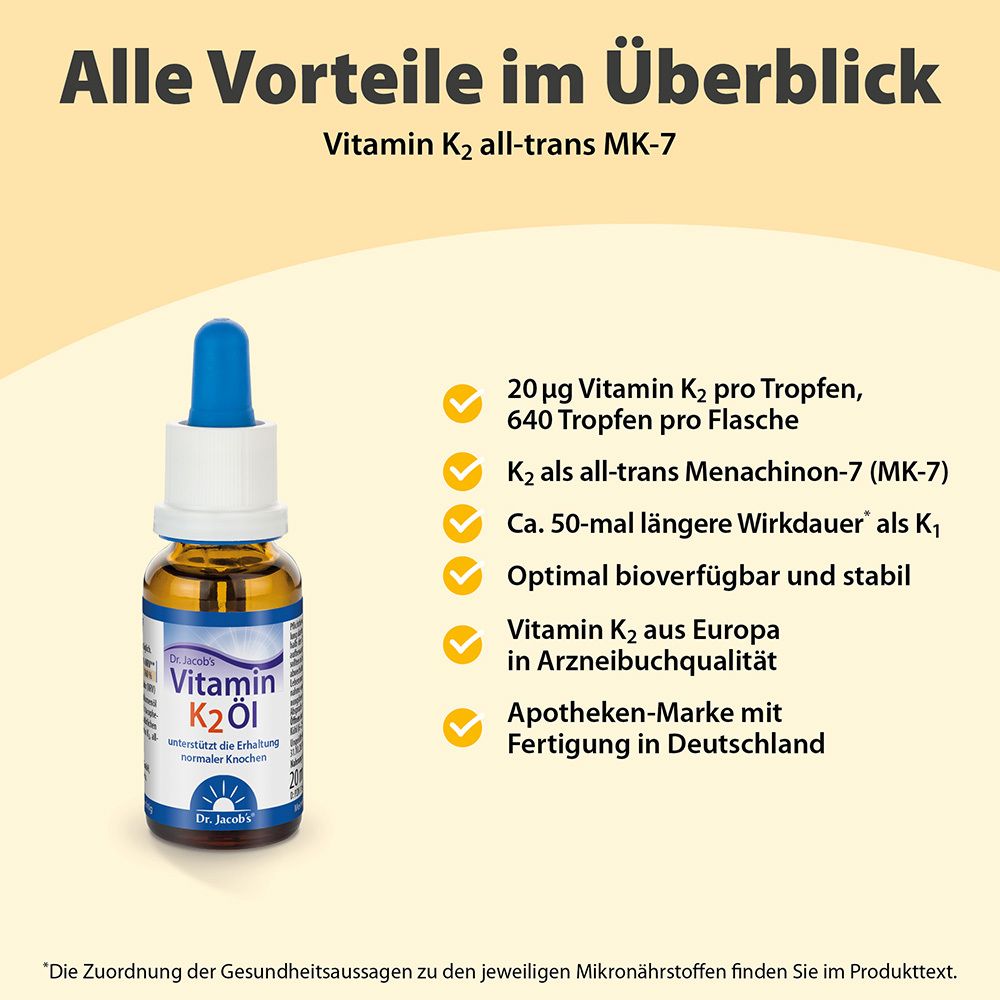 Vitamin K2 ÖL Vit.K als MK7 Dr.Jacob's Tro.z.Einn. 20 ml Tropfen zum Einnehmen