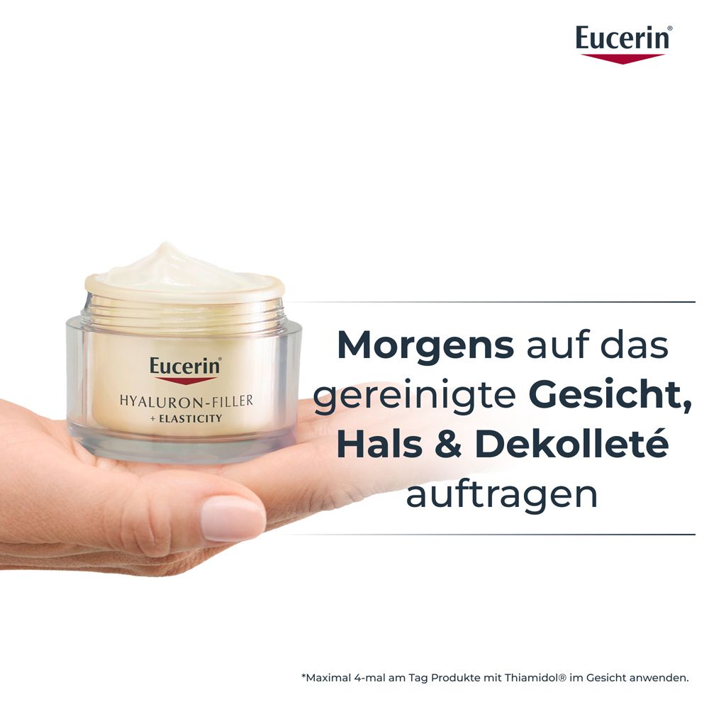 Eucerin® HYALURON-FILLER + ELASTICITY Tagespflege LSF 15 – Gesichtscreme zur Minderung tiefer Falten – Anti-Aging Creme gegen Altersflecken