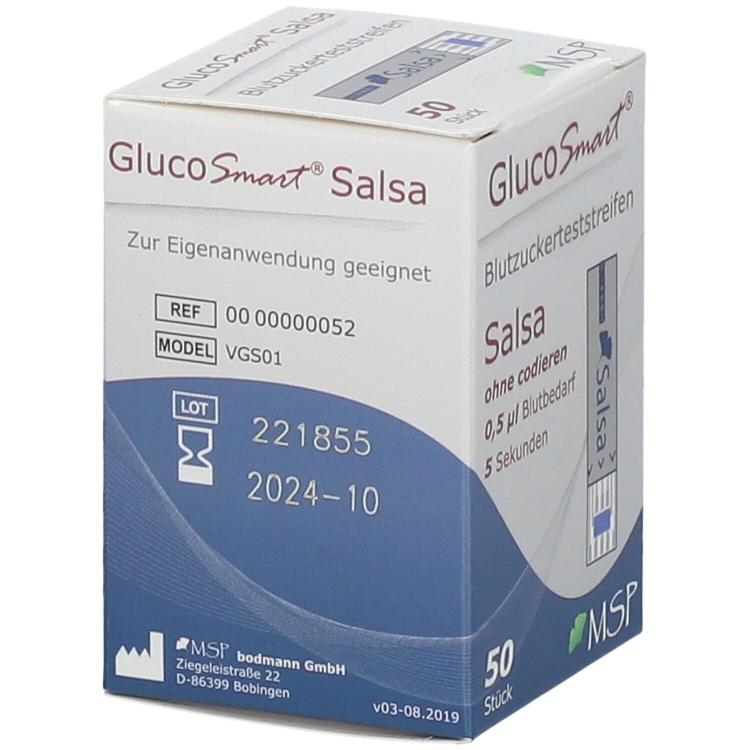 Glucosmart Salsa Blutzuckerteststreifen Dose 50 St Teststreifen