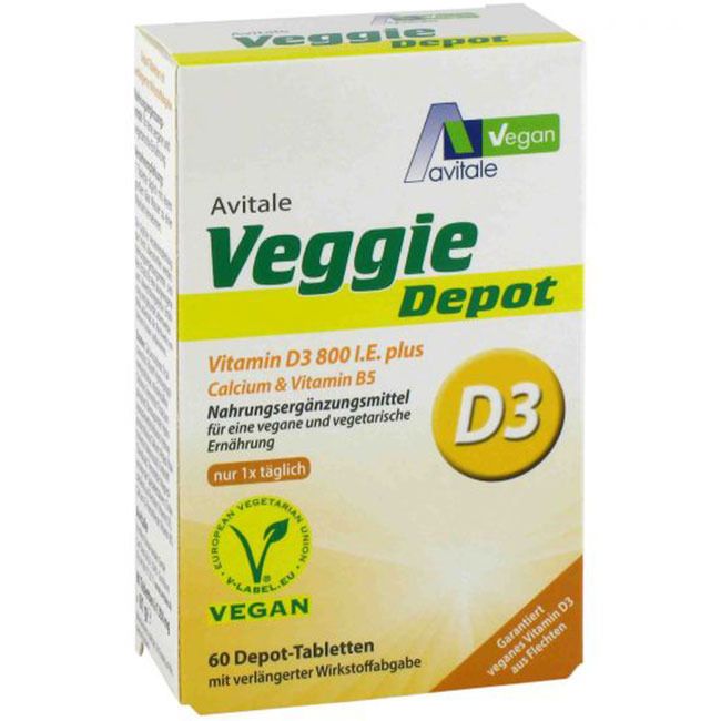 Avitale Veggie Depot Vitamin D3 800 I.E. plus Calcium & Vitamin B5