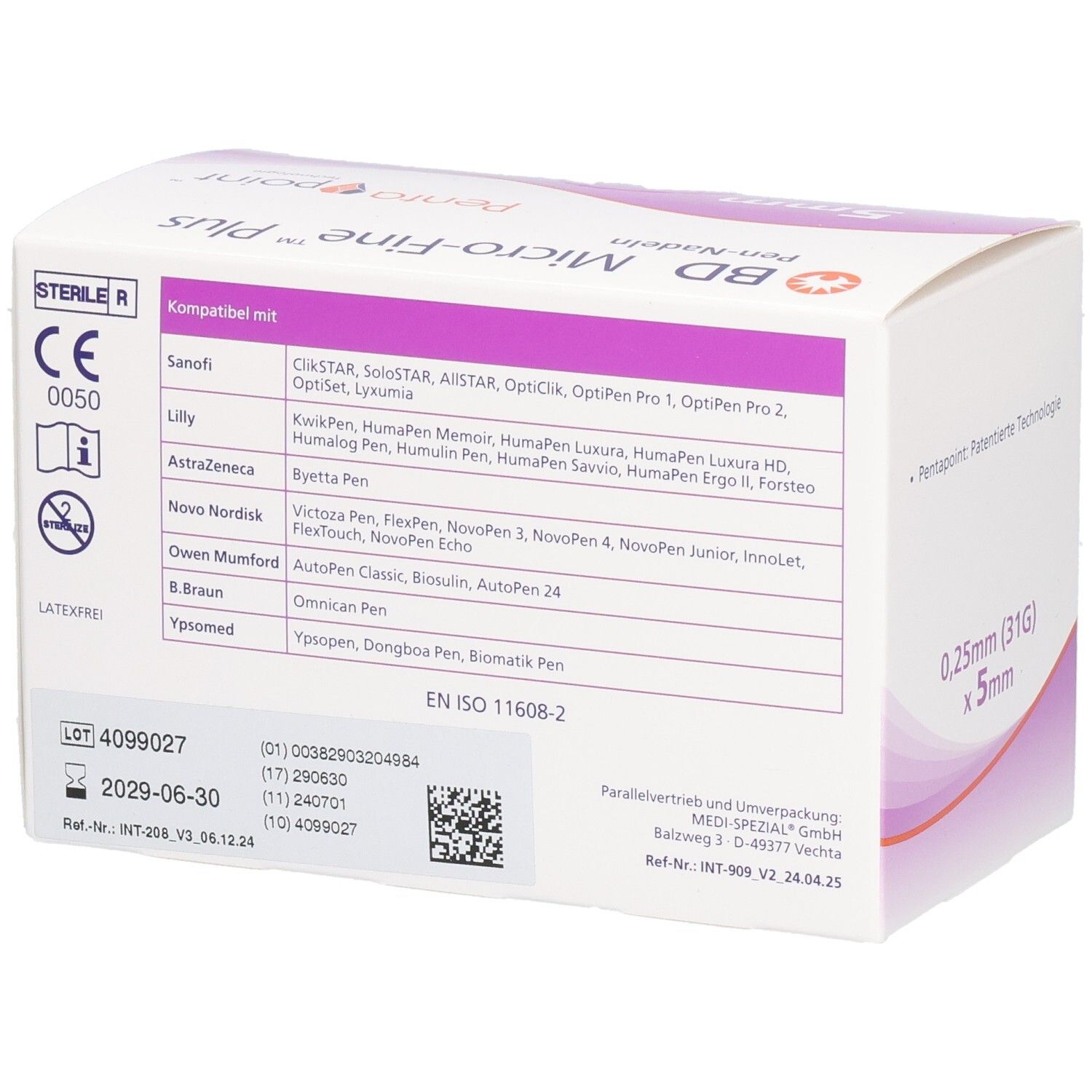 BD Micro-Fine™ Plus Pen-Nadeln 0,25mm (31G) x 5mm