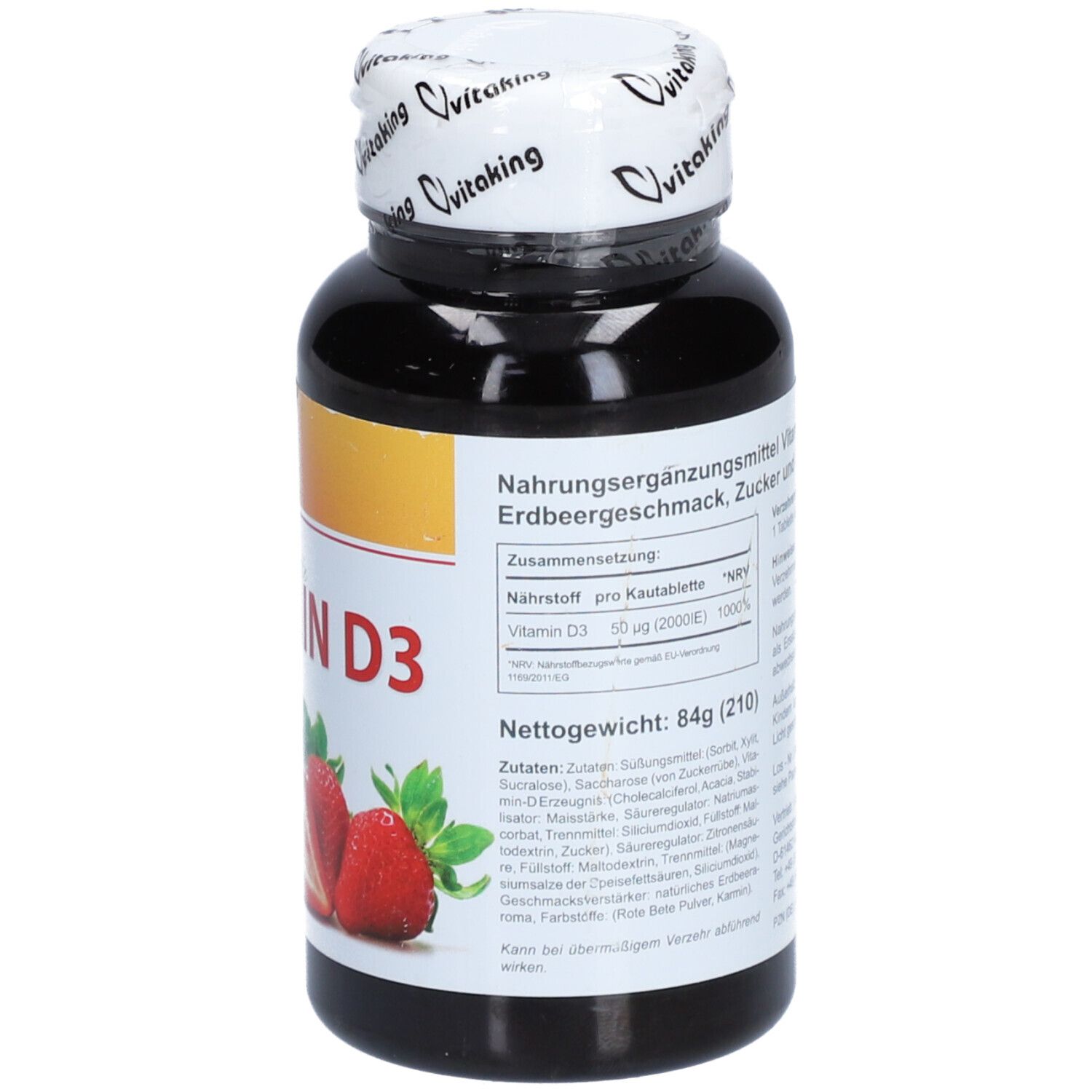 vitaking® Vitamin-D3 mit Erdbeergeschmack 2000 I.E.