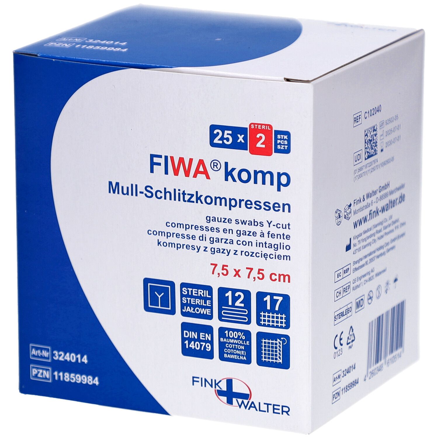 Schlitzkompressen 7,5x7,5 cm steril 12fach 25x2 St Kompressen