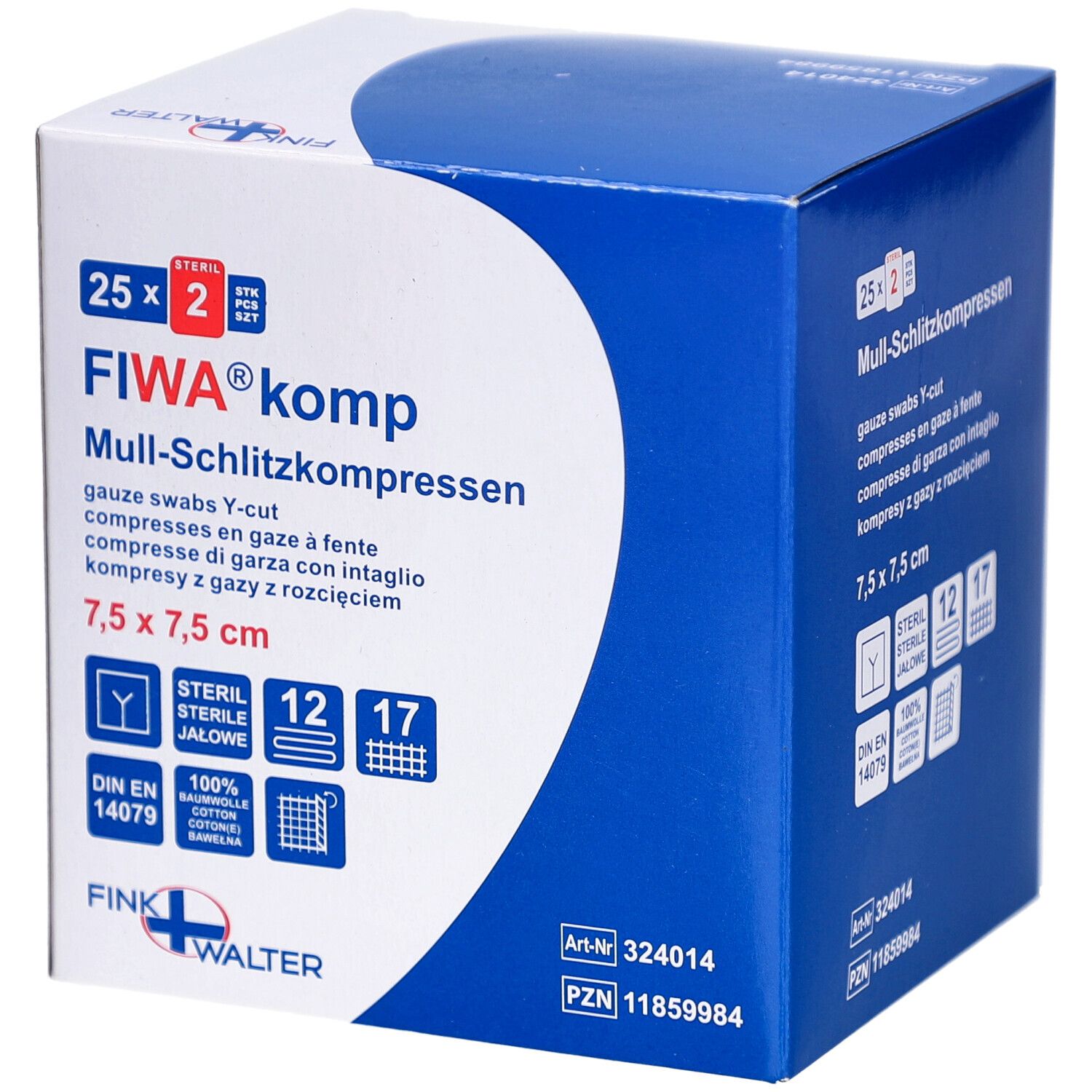 FIWA® komp Mull-Schlitzkompressen 7,5 x 7,5 cm steril