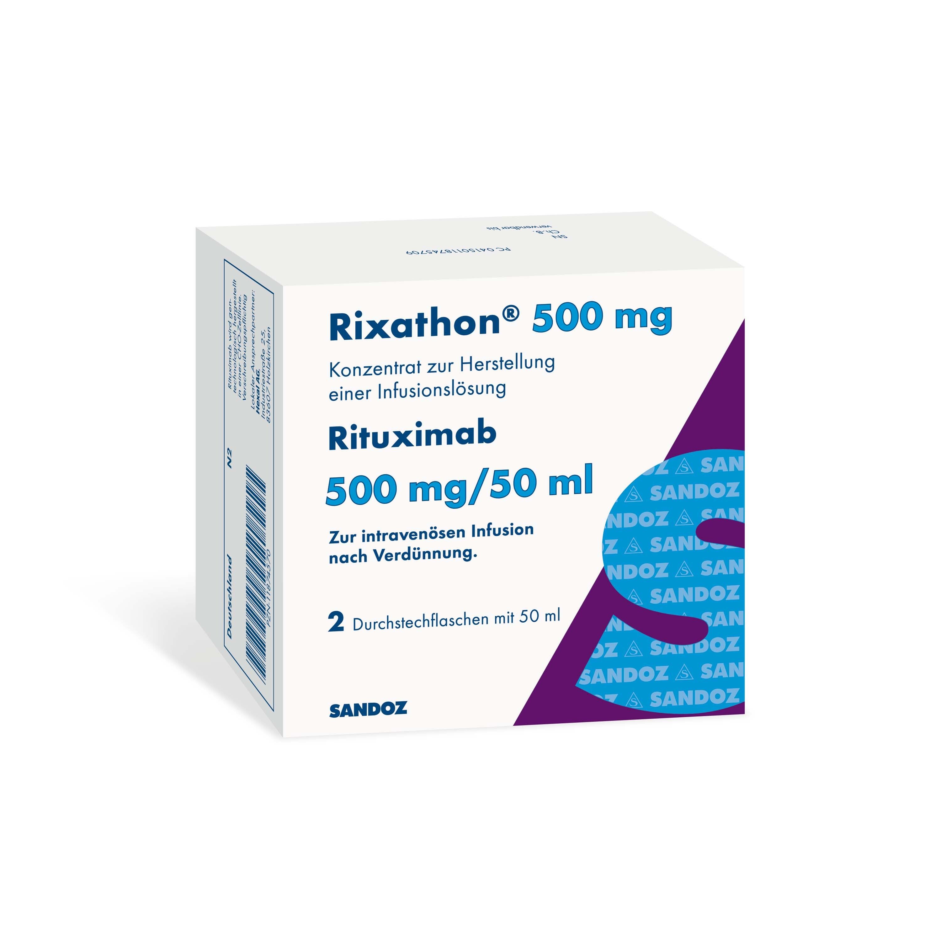 Rixathon® 500 mg Konzentrat zur Herstellung einer Infusionslösung, 2 Durchstechflaschen mit 50 ml.