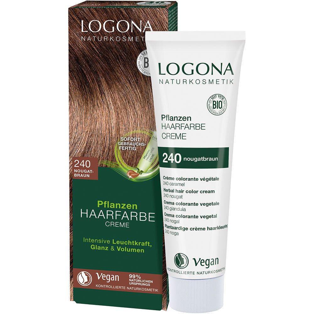 Logona Naturkosmetik Pflanzen-Haarfarbe Creme 240 Nougatbraun