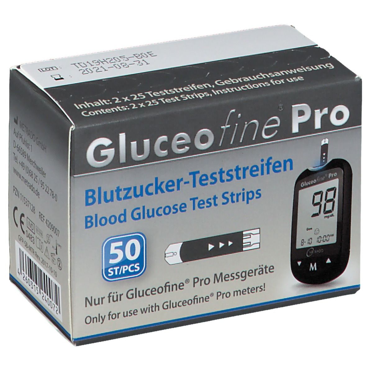 Gluceofine® Pro Blutzucker-Teststreifen 50 St Teststreifen
