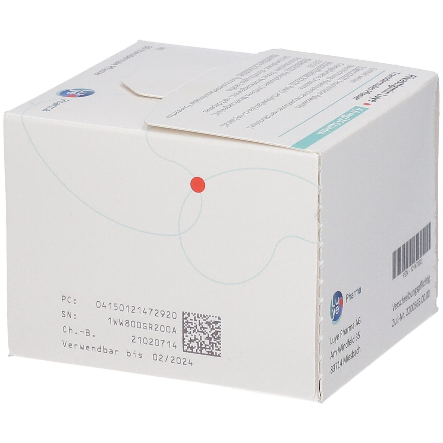 Verpackung Rivastigmin Luye 4,6 mg/24 Std. Transdermales Pflaster. Chargen- und Verfallsdaten sichtbar.