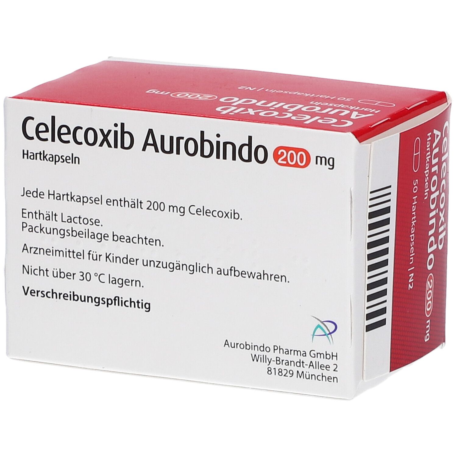 Celecoxib Aurobindo 200 mg Hartkapseln. Enthält Laktose. Rezeptpflichtig.