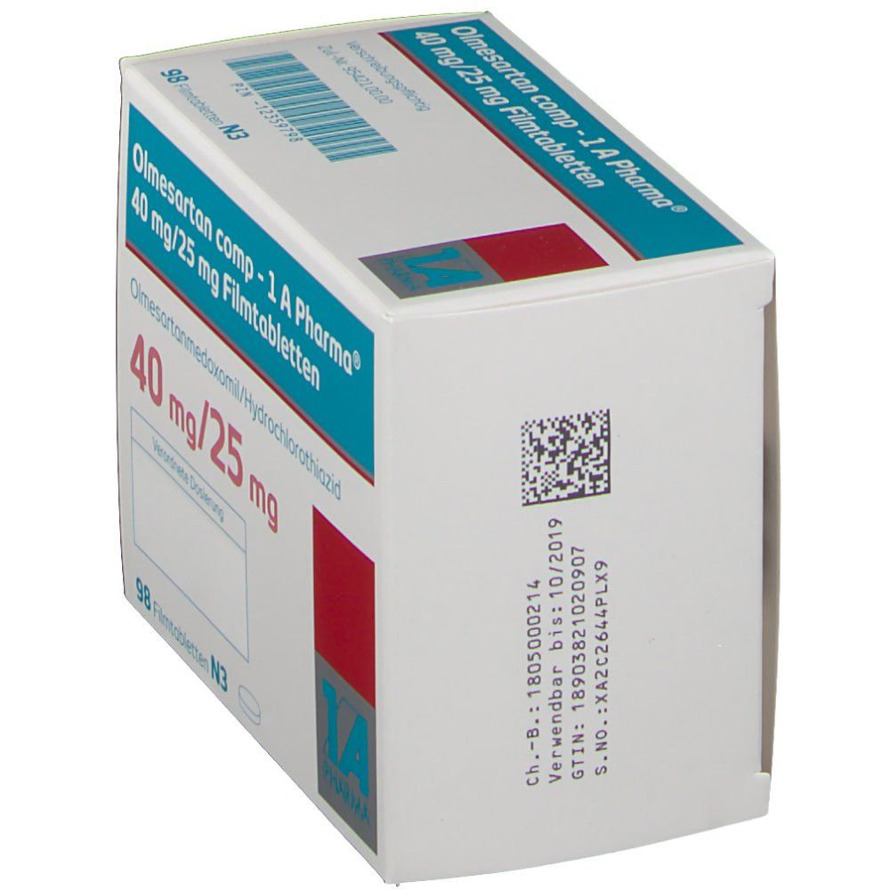 Olmesartan comp-1A Pharma 40 mg/25 mg Filmtabl. 98 St Filmtabletten