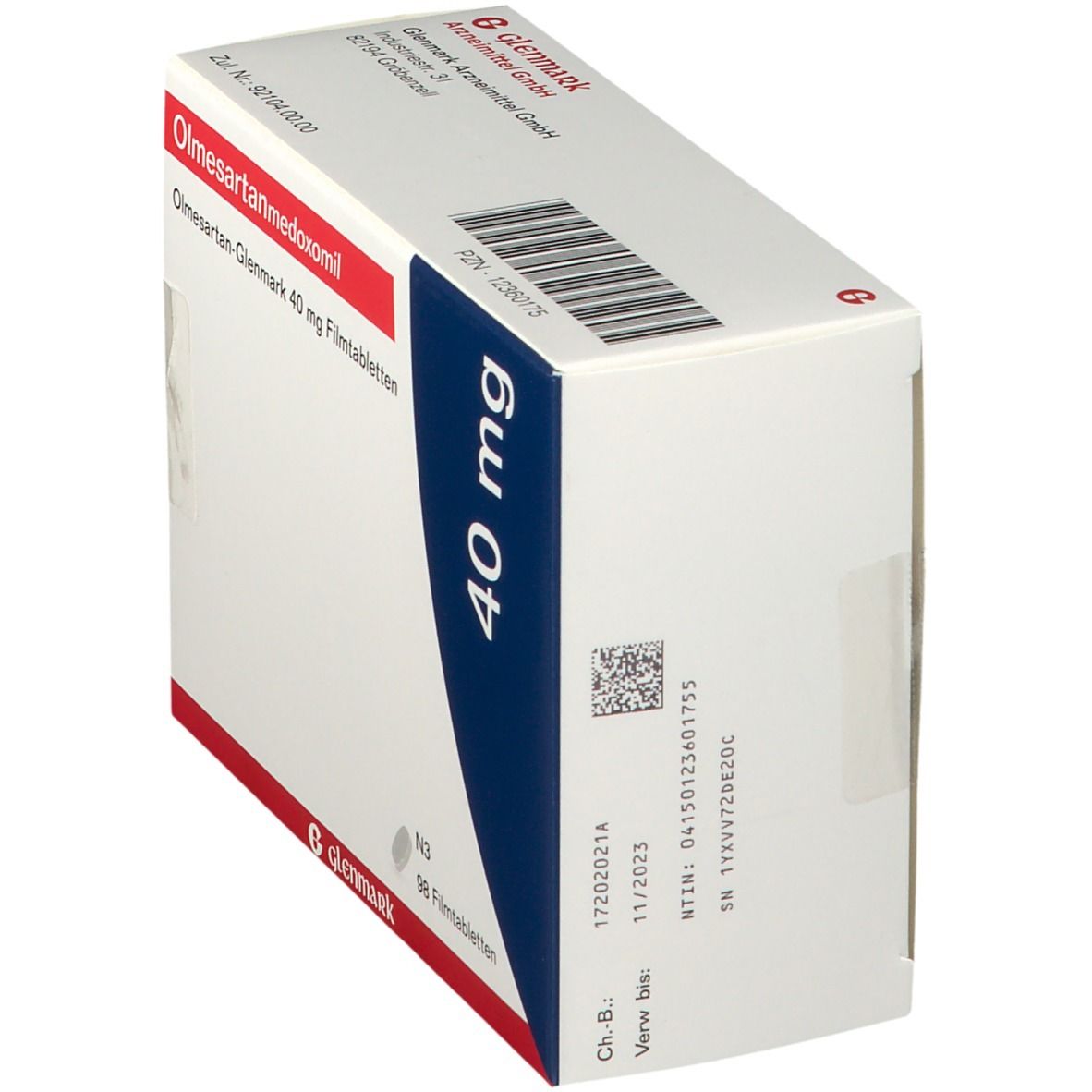 Olmesartan Glenmark 40 mg Filmtabletten 98 St