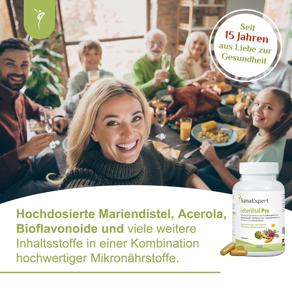 SanaExpert LeberVital Pro - mit Mariendistel-, Artischocken-, Kurkuma- & Löwenzahnwurzel-Extrakt