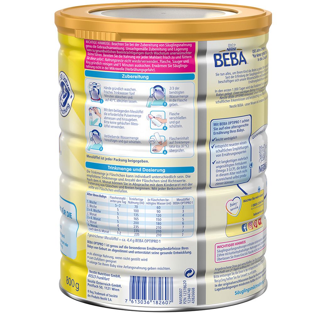 Nestlé BEBA OPTIPRO 1 Anfangsmilch von Geburt an