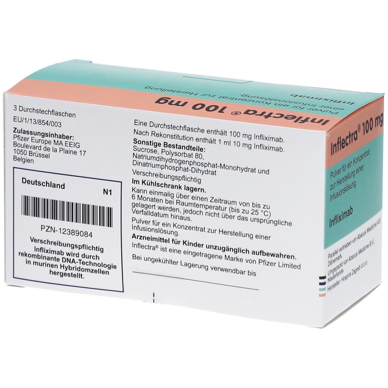 INFLECTRA 100 mg Plv.f.e.Konz.z.Her.e.Inf.-L.Dsfl.
