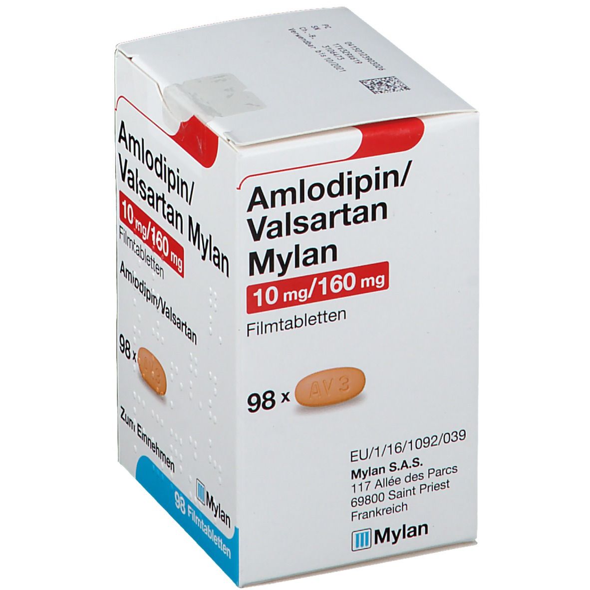 AMLODIPIN/Valsartan Mylan 10 mg/160 mg Filmtabl. 98 St Filmtabletten